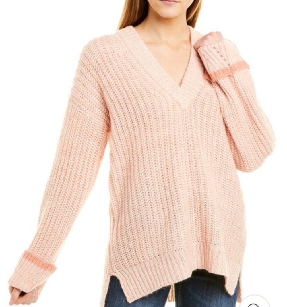 JOIE Nebi Marled Alpaca Wool Blend Pink V-Neck Sweater // S